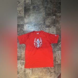 Under Armour Spiderman Shirt Mens XL Red Compression Heat Gear Short Sleeve